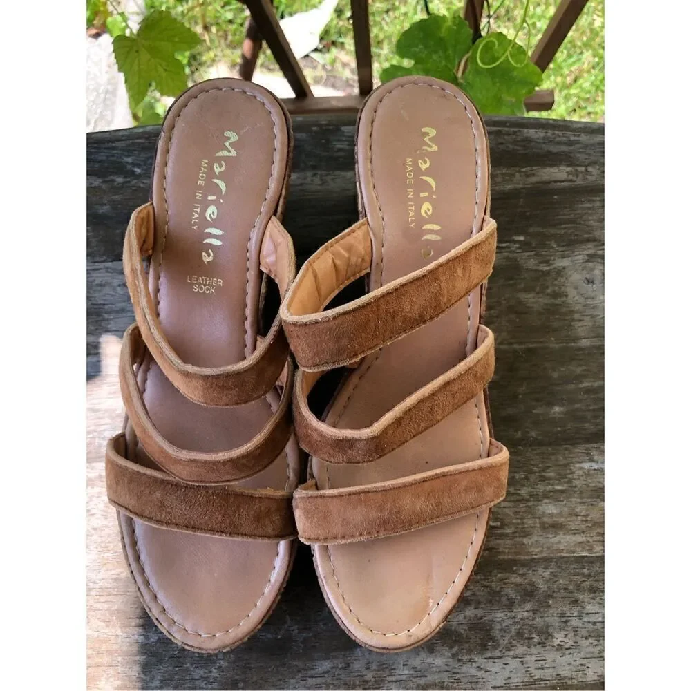 Mariella Leather And Suede Wedged Made In Italy 7